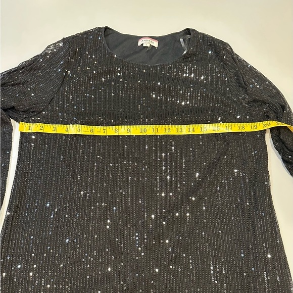 Andree by Unit Black Sequin Long Sleeve mini Cocktail Dress size Large - Picture 4 of 5